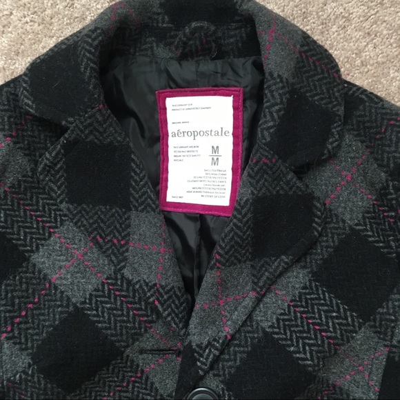 Very Warm Wool Plaid Peacoat - Picture 2 of 3